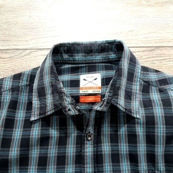 Club Scullers Mens Slim Fit Long Sleeve Shirt 40CM (Medium) Casual Office Work - Picture 5 of 11